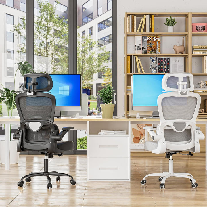 Farini Schreibtischstuhl mit Kleiderständer Bürostuhl Ergonomisch mit Verstellbarer Kopfstütze, Offi