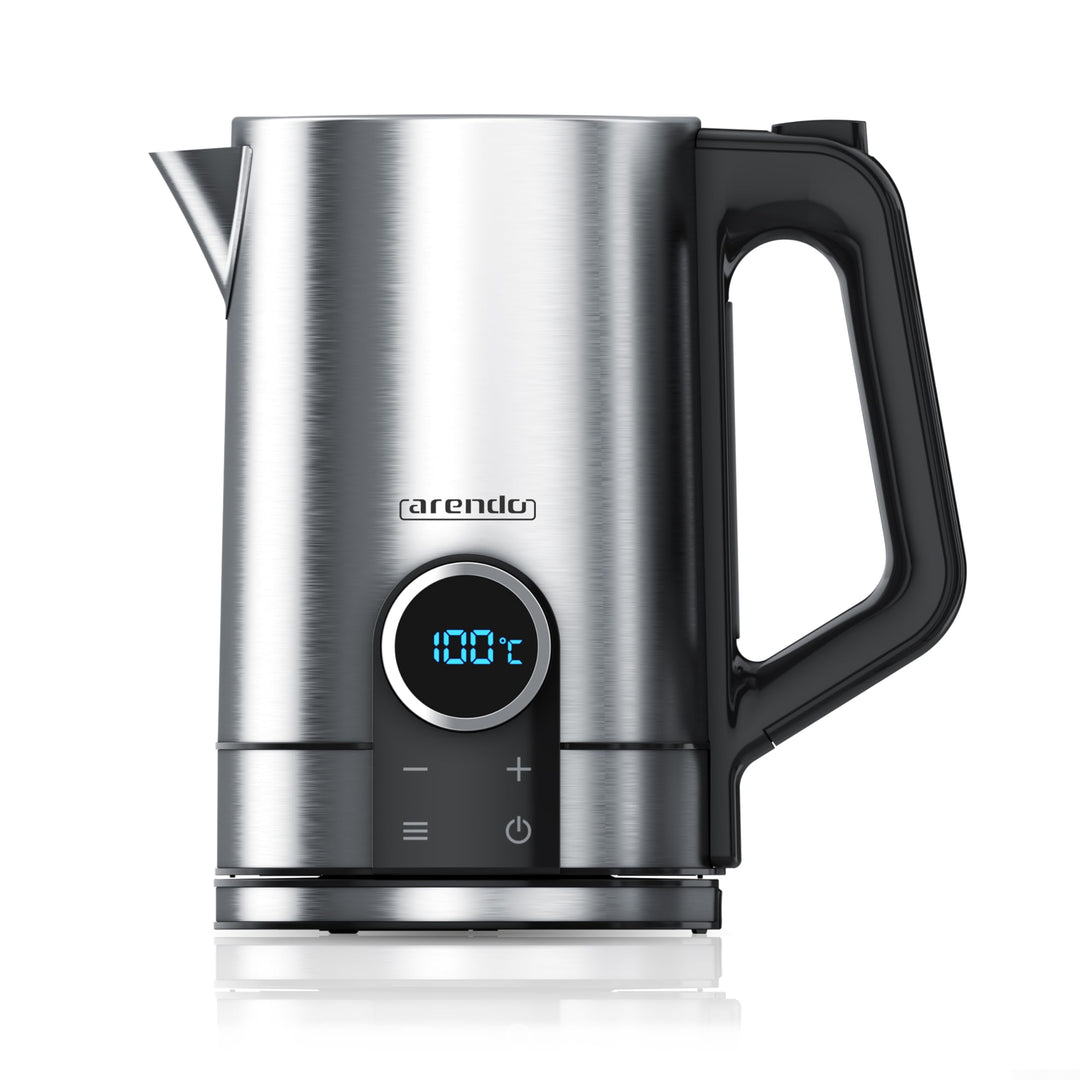 Arendo - Wasserkocher mit Temperatureinstellung - Edelstahl - Temperaturauswahl 40-100 Grad - LED Di