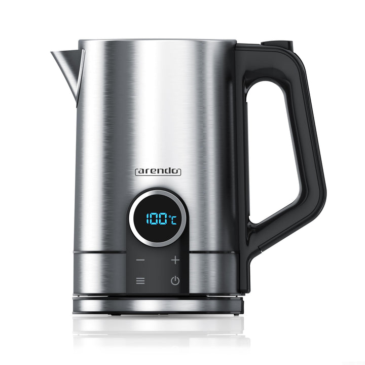 Arendo - Wasserkocher mit Temperatureinstellung - Edelstahl - Temperaturauswahl 40-100 Grad - LED Di