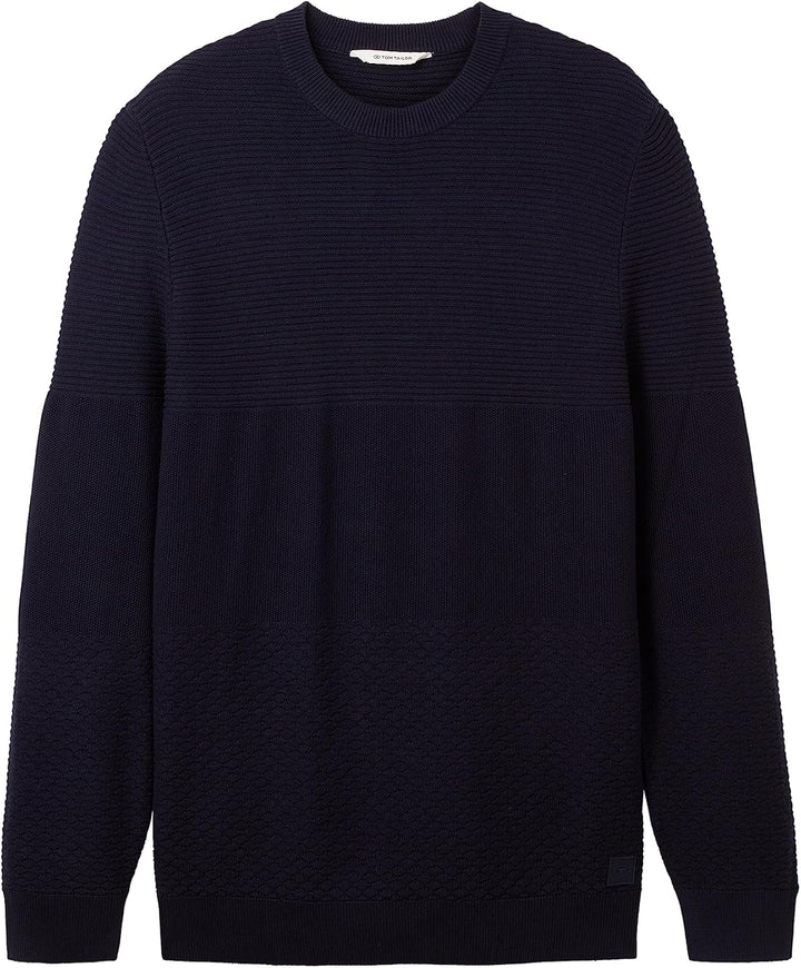 TOM TAILOR Herren Crewneck Strickpullover aus Baumwolle XL 10668 - Sky Captain Blue, XL 10668 - Sky
