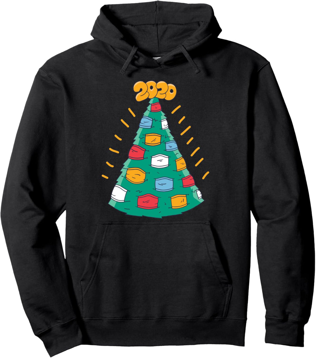 Funny 2020 Christmas Tree Mask Decorations Design Pullover Hoodie