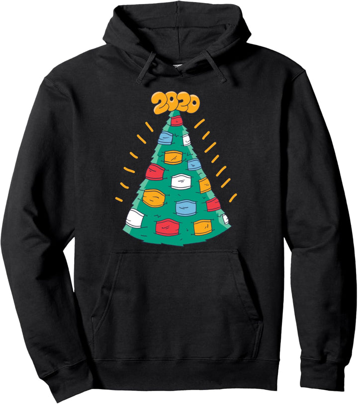 Funny 2020 Christmas Tree Mask Decorations Design Pullover Hoodie