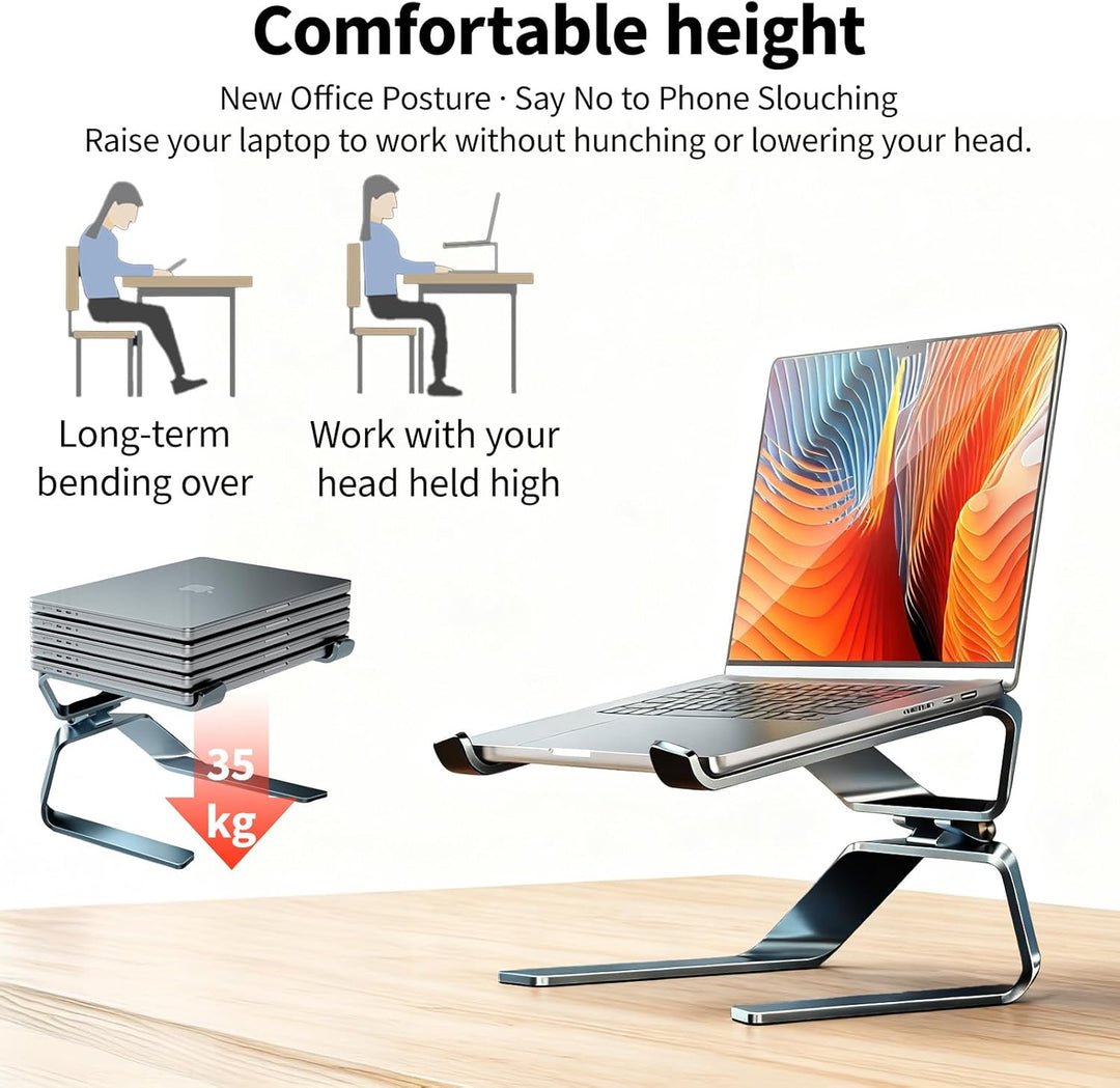 Premium Laptop-Ständer aus Aluminium – Höhenverstellbar für 14-17,3" Notebooks | Bis 35kg Belastbark