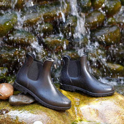 Gummistiefel Damen Kurz Chelsea Boots Stiefeletten Wasserdicht Rutschfest Regenstiefel Damen Gummist