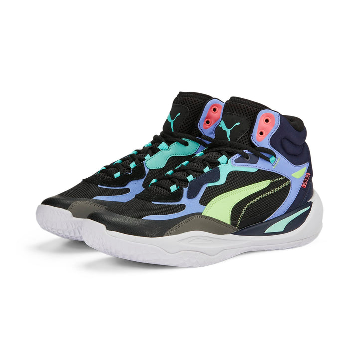 PUMA Unisex Playmaker Pro Mid Leichtathletik-Schuh 44.5 EU Puma Black Elektro Purple, 44.5 EU Puma B