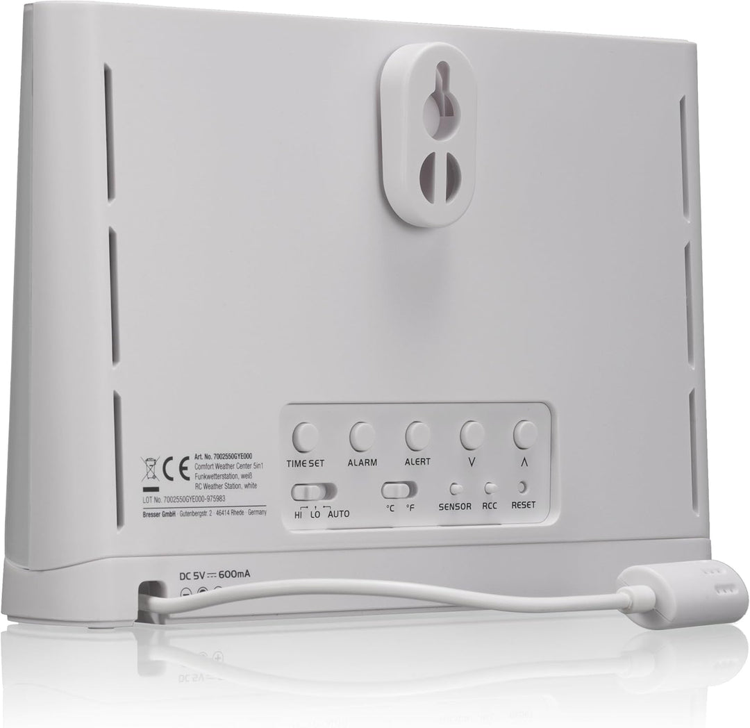 Bresser Wetterstation Funk mit Aussensensor Wetter Center mit 5-in-1 Aussensensor (Temperatur, Luftd