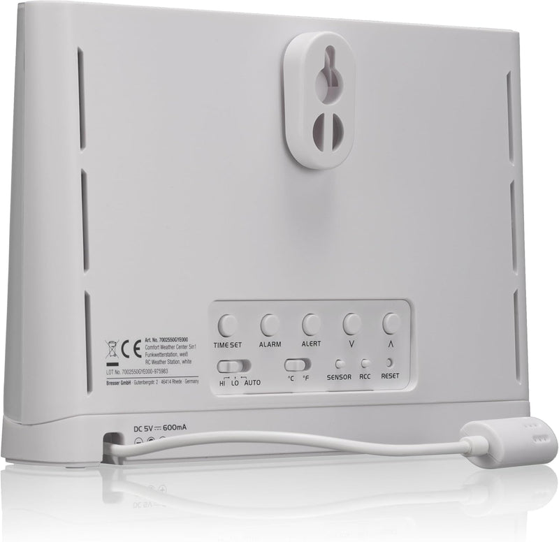Bresser Wetterstation Funk mit Aussensensor Wetter Center mit 5-in-1 Aussensensor (Temperatur, Luftd
