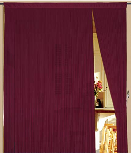Kaikoon Fadenvorhang Fadenstore Messe B1 schwer entflammbar 90 cm x 240 cm (BxH) Bordeaux Neu
