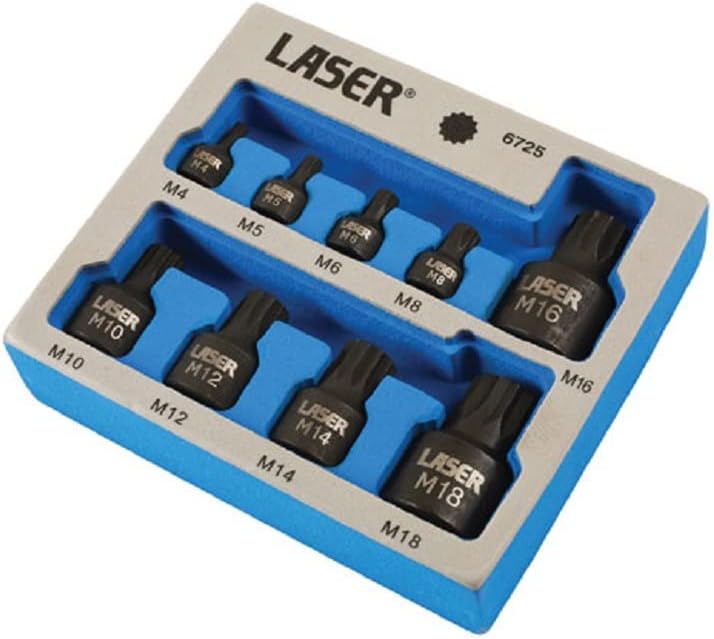 Laser 6725 Low Profile Spline Sockel Bit Set – Silber