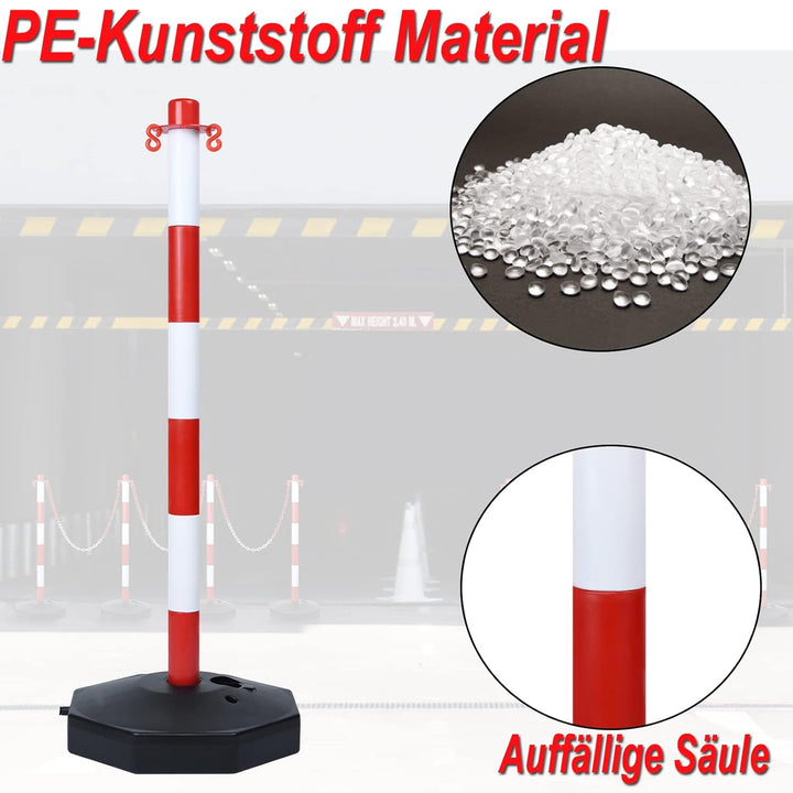 YRHome 4 Stück Absperrpfosten 82x28x28 cm Kettenpfosten aus Kunststoff Absperrung Sperrpfosten mit 4
