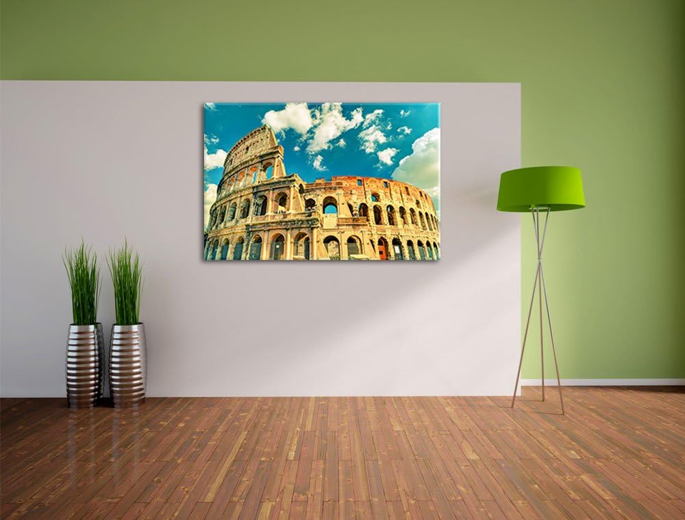 Colosseum bei Tag in Rom, Format: 100x70 auf Leinwand, XXL riesige Bilder fertig gerahmt mit Keilrah