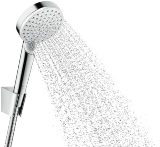 hansgrohe Crometta Duschhalterset, mit Duschschlauch, 1,60 m, Weiss/Chrom Set mit Brauseschlauch 1,6