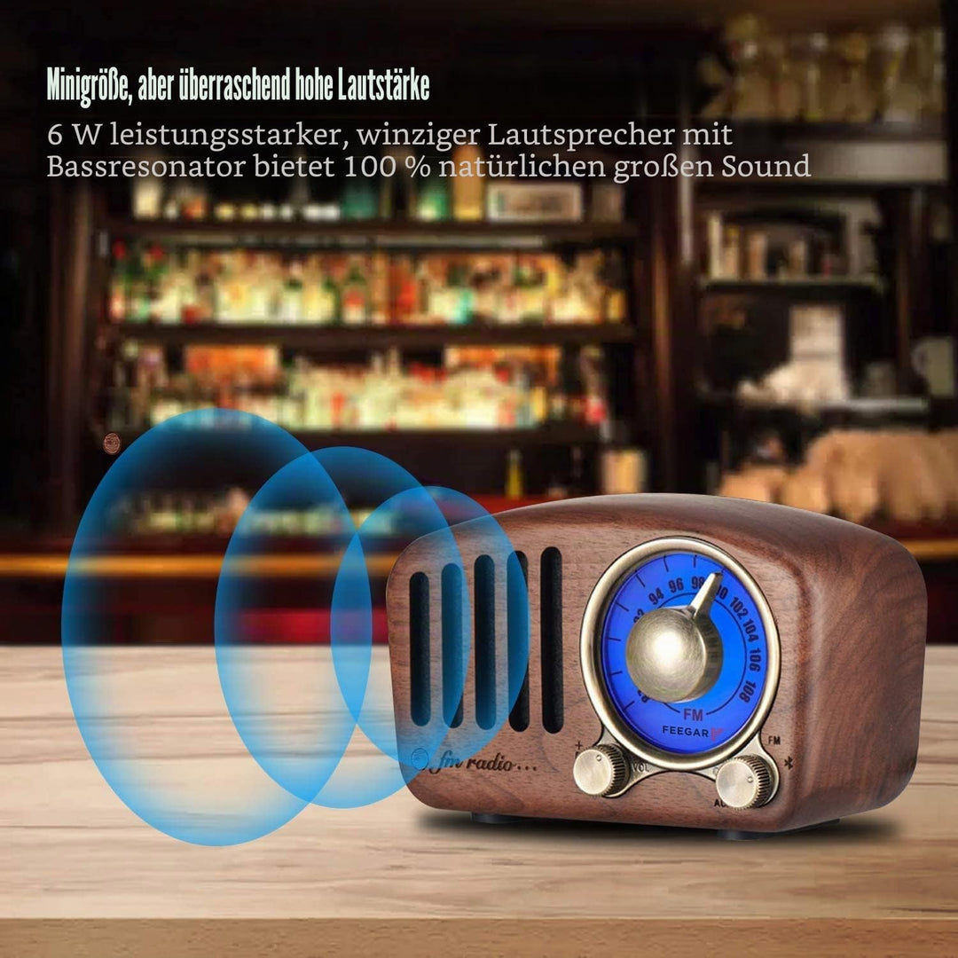 Radio Feegar Retro Bluetooth Lautsprecher,Vintage FM Radio mit altmodischem klassischem Stil,Starke