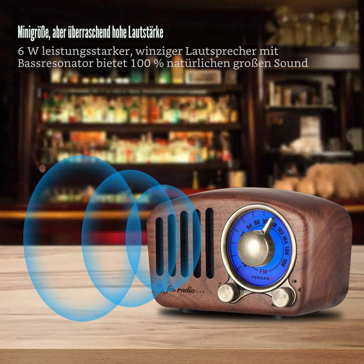 Radio Feegar Retro Bluetooth Lautsprecher,Vintage FM Radio mit altmodischem klassischem Stil,Starke