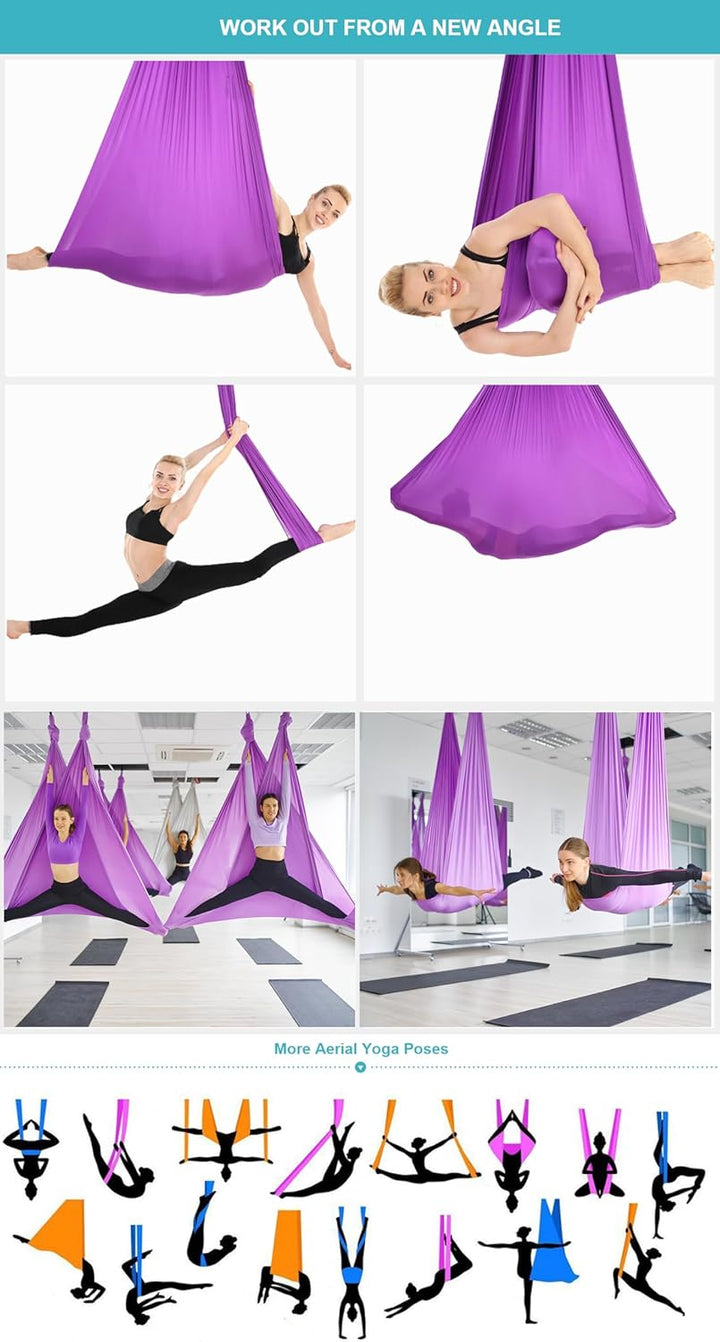 Yoga-Set für Erwachsene, Yoga-Zubehör, 500 kg Belastung, inkl. Kompletter Installationshardware Purp