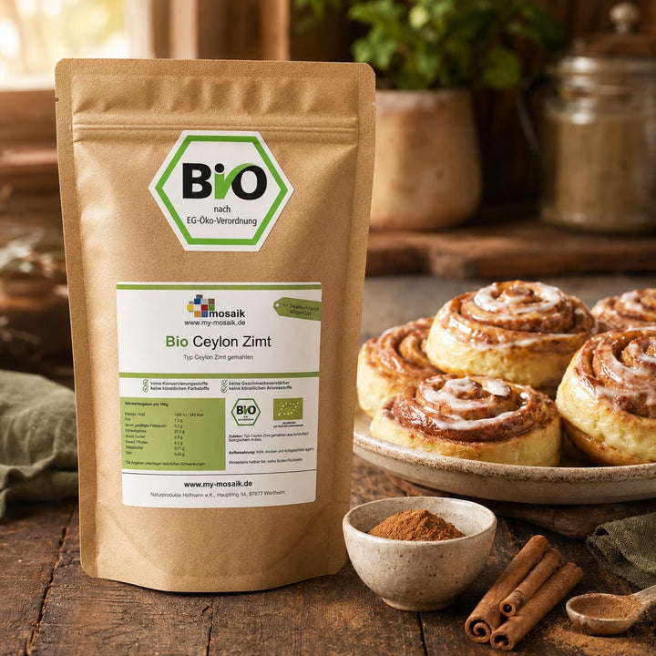 Bio Ceylon Zimt 1000g gemahlen - Typ Ceylon - Premium Qualität, keimreduziert, glutenfrei, laktosef