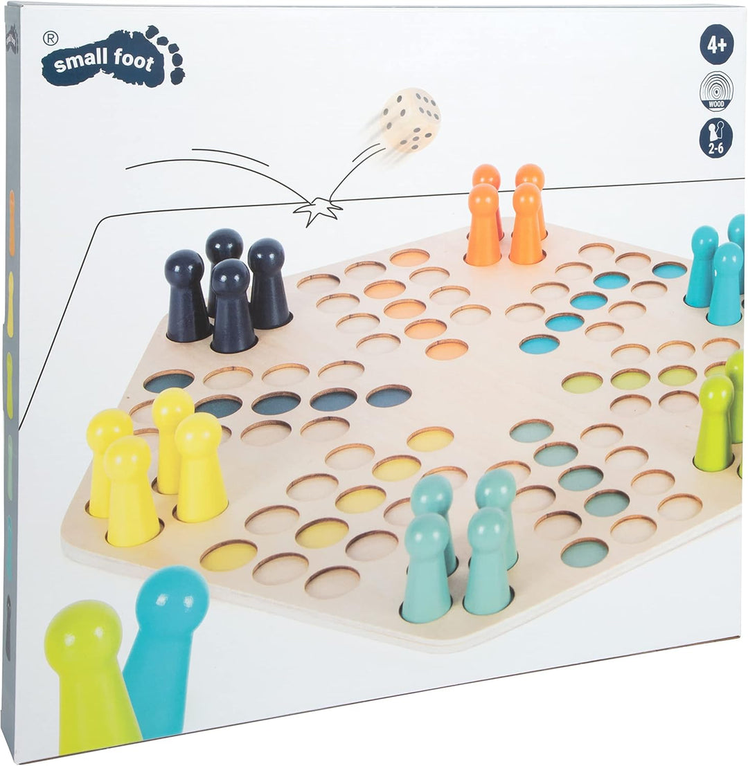 small foot Ludo für 6 Spieler XL aus Holz, Gesellschaftsspiel für die ganze Familie, für Kinder ab 4