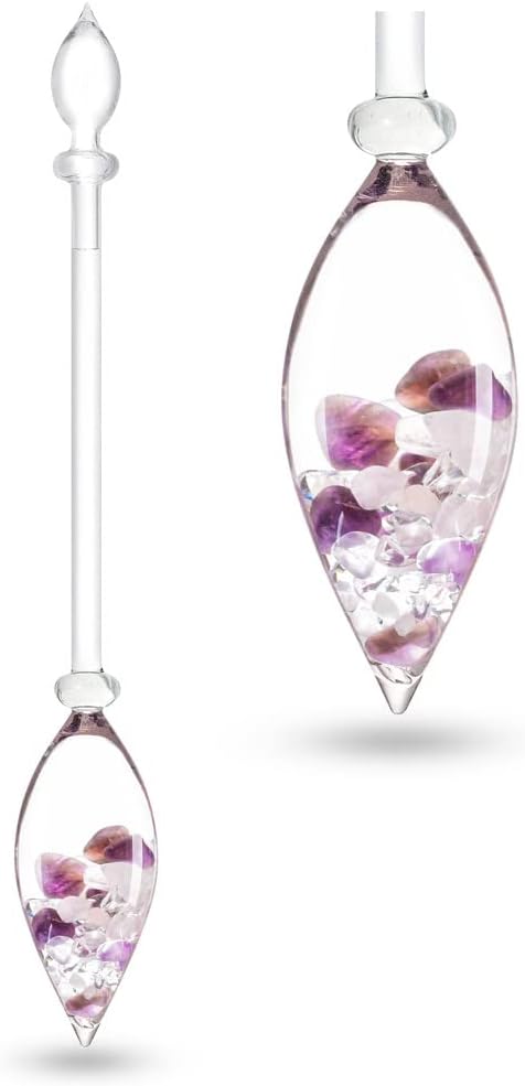 VitaJuwel WELLNESS Edelsteinphiole mit Amethyst, Rosenquarz & Bergkristall Wellness Fläschchen Rose,