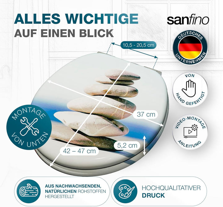 Premium WC Sitz mit Absenkautomatik – hochwertige Toilettendeckel aus Holz, viele bunte Motive, hohe