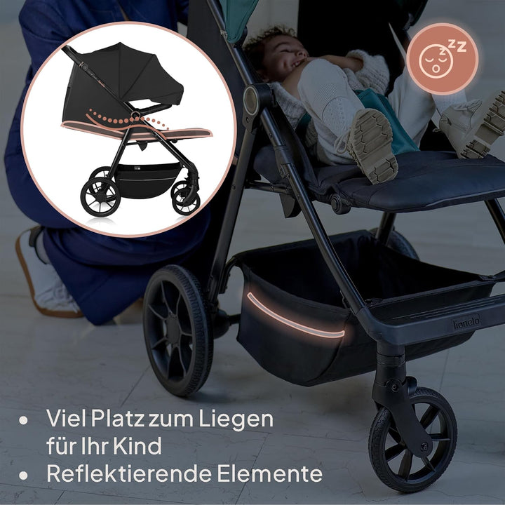 LIONELO MIRA Buggy bis zu 22 kg von 6 Monaten bis 4 Jahren Schwenkbare 360° Räder Volle Stossdämpfun