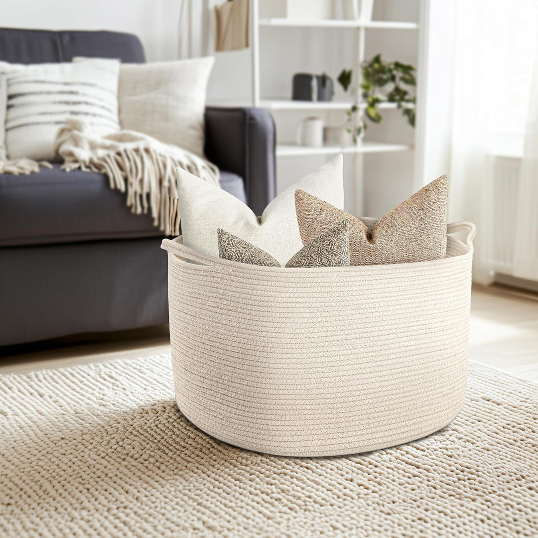 Maliton Aufbewahrungskorb, Wäschekorb weiss für Kleidung Bettwäsche, gross 50 x 33 CM Faltbarer Wäsc