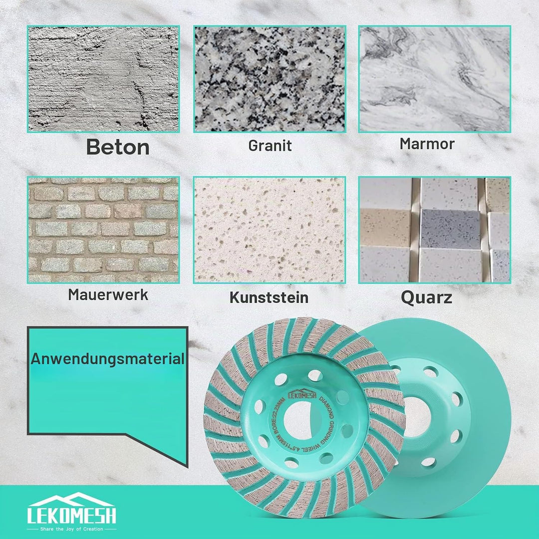 Diamant Schleifscheibe 125mm - Turbo-Segmente Diamant Schleiftopf für Beton, Granit, Marmor, Mauerwe