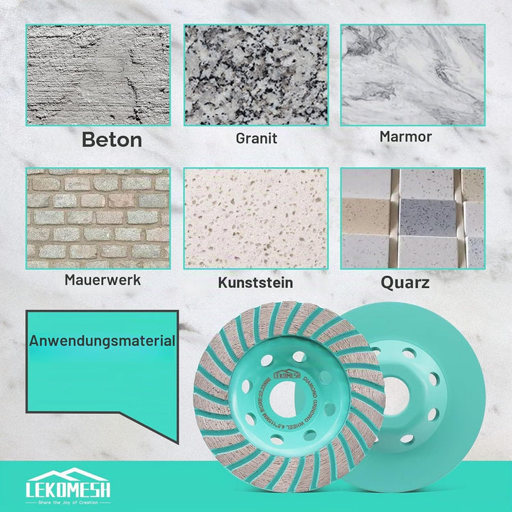 Diamant Schleifscheibe 125mm - Turbo-Segmente Diamant Schleiftopf für Beton, Granit, Marmor, Mauerwe