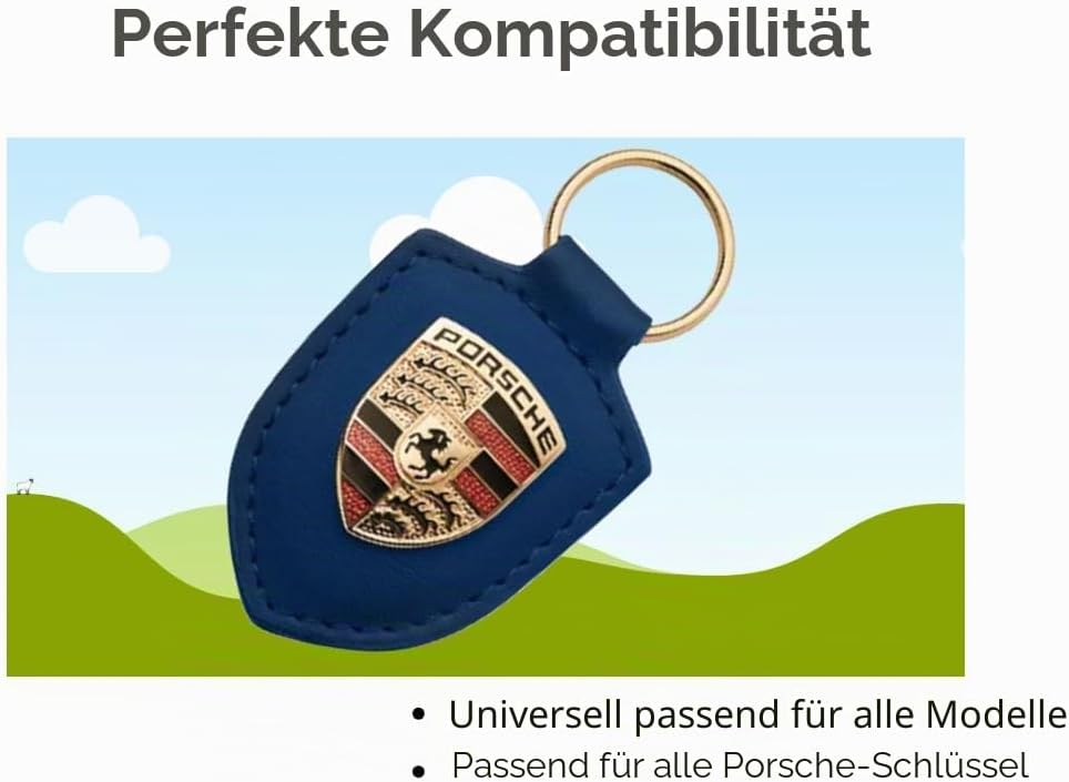 Schlüsselanhänger mit Porsche Wappen, Blau, Blau