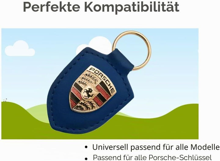 Schlüsselanhänger mit Porsche Wappen, Blau, Blau
