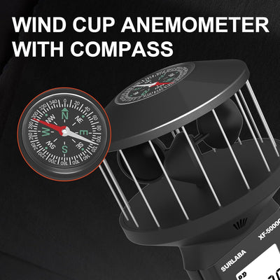 SURLABA Digital Cup Windmesser, Air Flow CFM Anemometer XF-5000G Misst MAX/MIN Luftgeschwindigkeit (