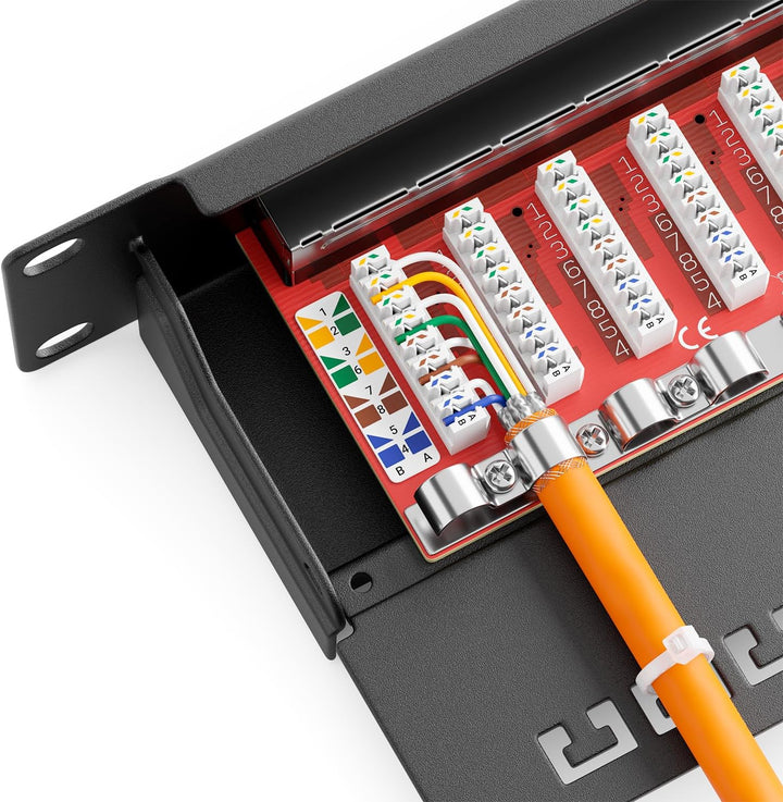 deleyCON CAT 6a Patchpanel Verteilerfeld 24 Port - Desktop 19 Zoll Rackeinbau Servermontage RJ45 Ges