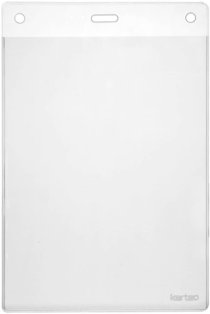 Karteo Kartenhüllen A6 Format [100 Stück] Vinyl Ausweishüllen 148 x 105 mm vertikal transparent als