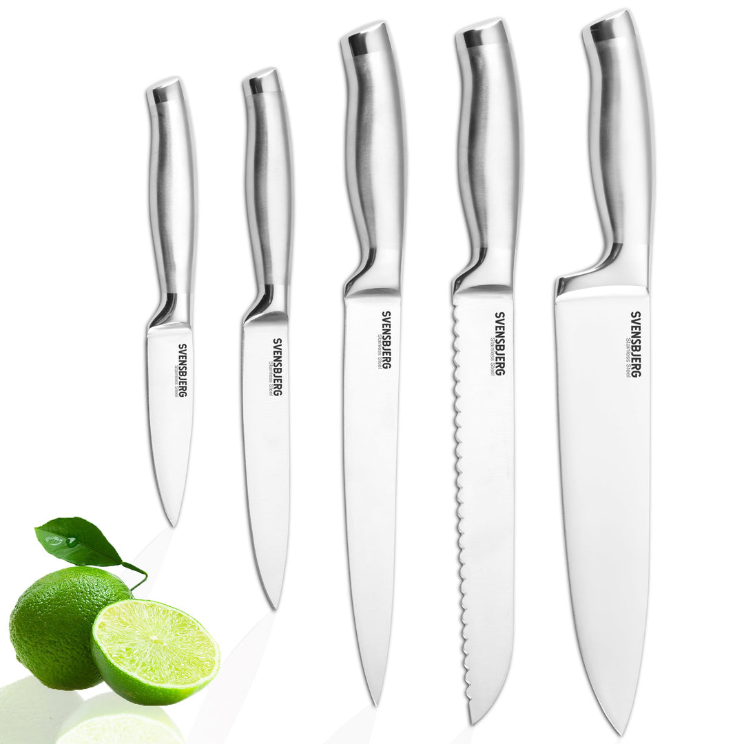 SVENSBJERG Messer-Set, 5-tlg, Küchenmesser-Set, Kochmesser-Set, Chef-Messer, Scharfe Edelstahl-Messe