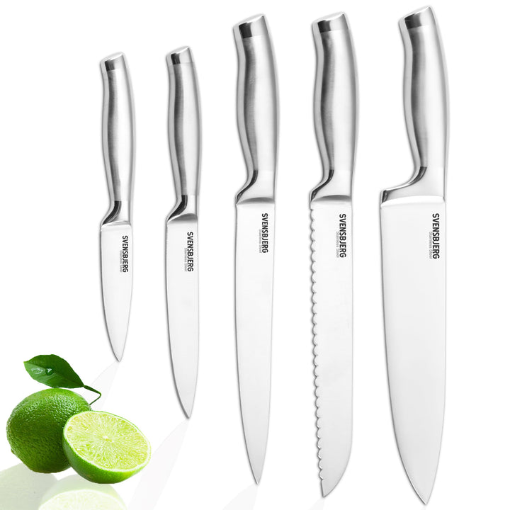 SVENSBJERG Messer-Set, 5-tlg, Küchenmesser-Set, Kochmesser-Set, Chef-Messer, Scharfe Edelstahl-Messe
