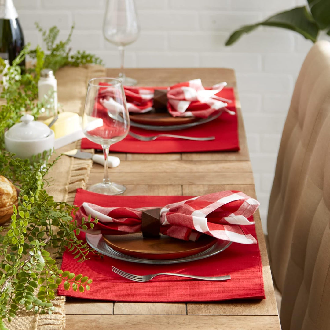 DII Basic Everyday Gerippte Tischset 100% Baumwolle Tischset 13x19 Tango Red 6-teilig Rot - Tango Re