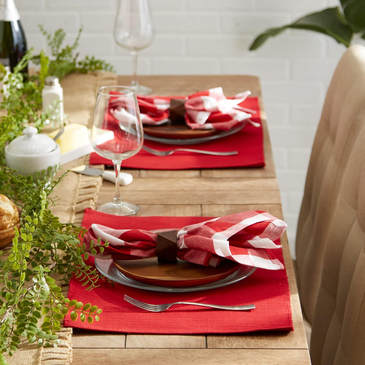 DII Basic Everyday Gerippte Tischset 100% Baumwolle Tischset 13x19 Tango Red 6-teilig Rot - Tango Re