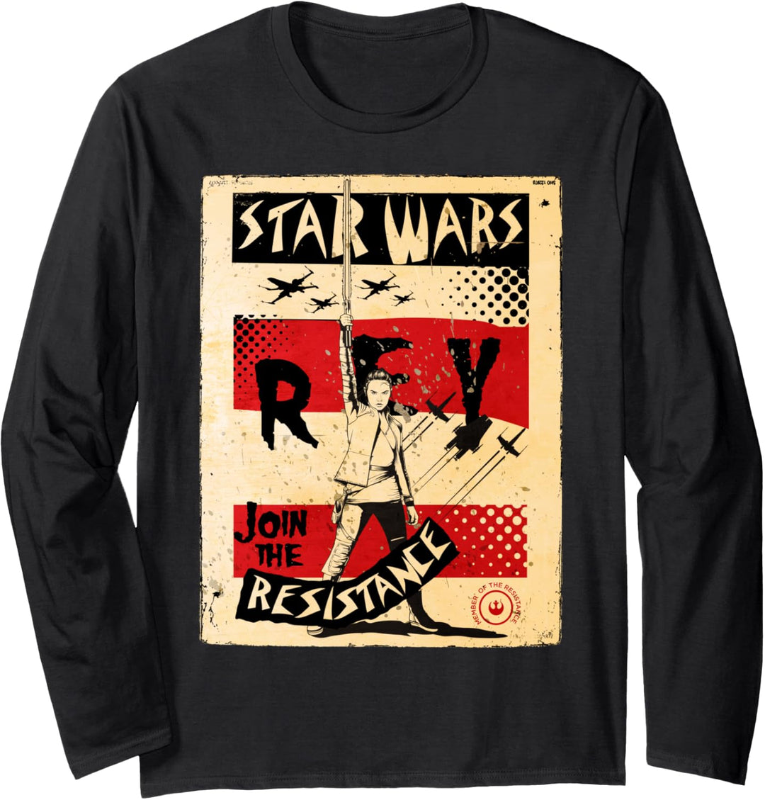 Star Wars The Last Jedi Rey Join Battle Poster Langarmshirt