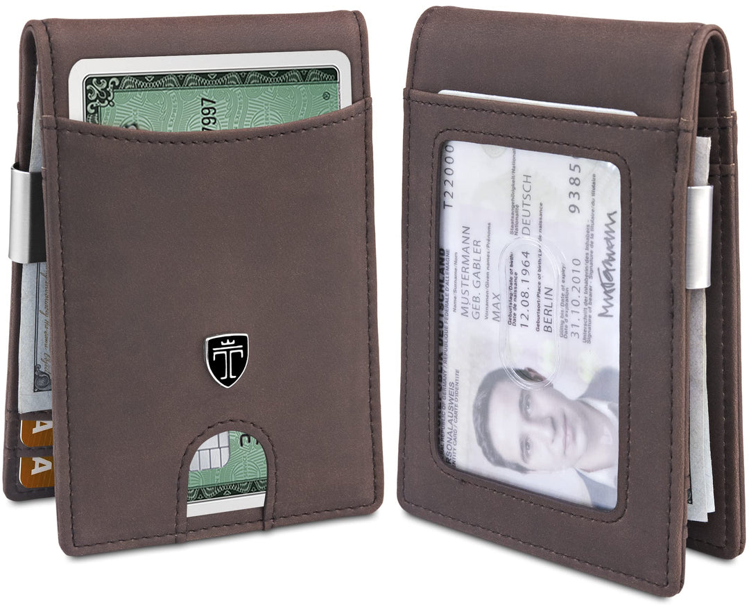 TRAVANDO Atlanta Herren-börse mit klammer, schmal, RFID-Blockierung, Kreditkartenhalter, Mini-Bifold