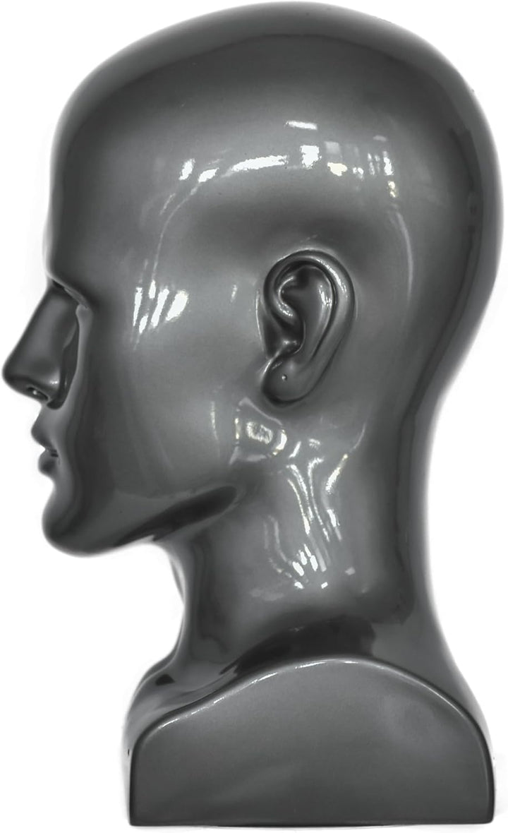Schaufensterpuppenkopf, männlich, glänzend, für Kopfhörer, Hüte, Perücken, Schmuck, Schwarz (L90SG-P
