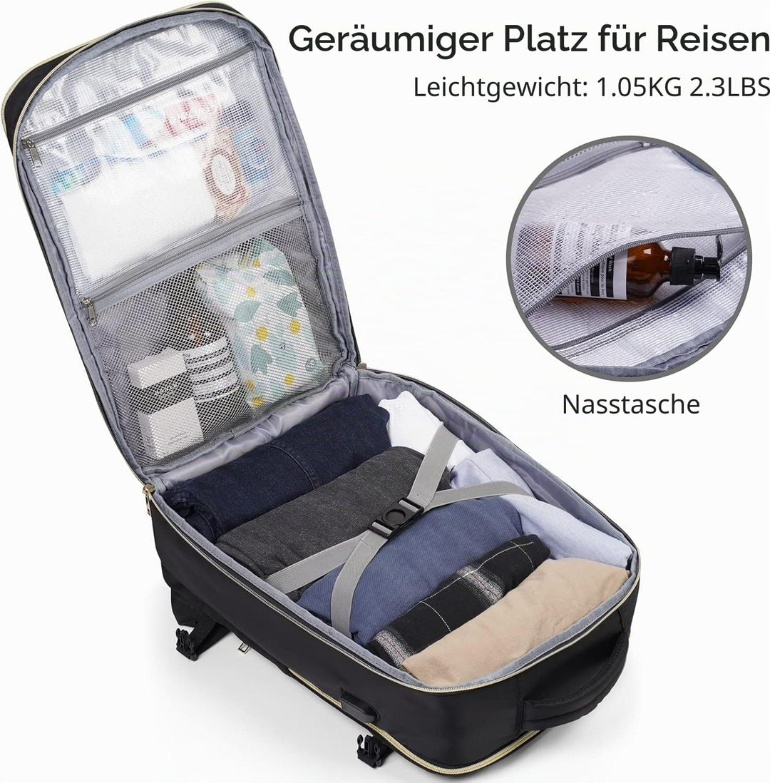 Reiserucksack, Rucksack Handgepäck Flugzeug, Ryanair Handgepäck 46x31x20, mit 17.3 Zoll Laptopfach u