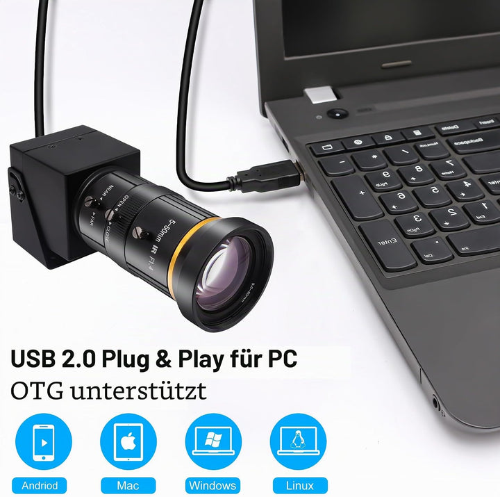 Svpro 4K HDMI Kamera USB Kamera mit 5-50mm Teleobjektiv,Manueller Fokus Streaming Webcam H.264 Zoom
