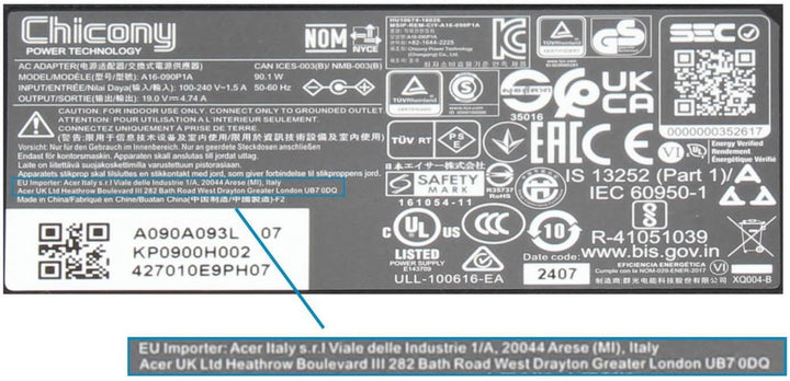 Acer Aspire 4830TG Original Netzteil 90 Watt