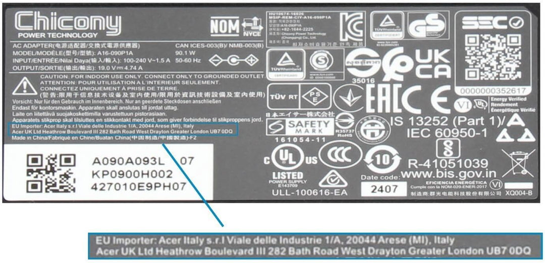 Acer Aspire E5-575G Original Netzteil 90 Watt