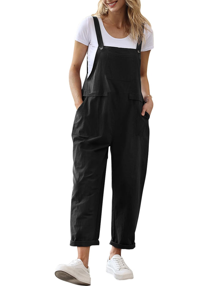 YESNO Damen Latzhose Sommer Oversize Trägerhose Beiläufig Loose Bib Pants Overall Baggy Jumpsuit Str