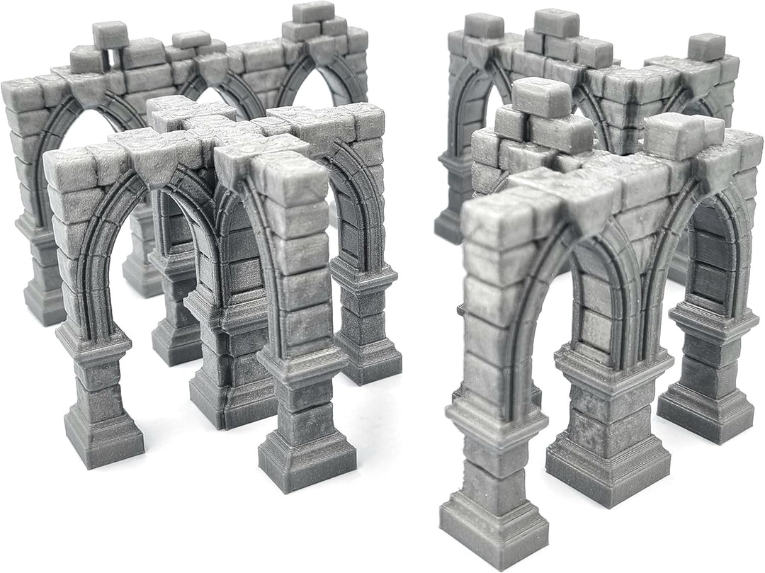 QP3D – Ruinierte Gebäudesäulen Wand, Geländedekoration für Tabletop & RPG 28–32 mm Miniaturen Wargam