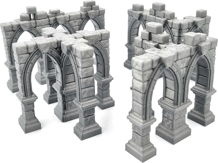 QP3D – Ruinierte Gebäudesäulen Wand, Geländedekoration für Tabletop & RPG 28–32 mm Miniaturen Wargam