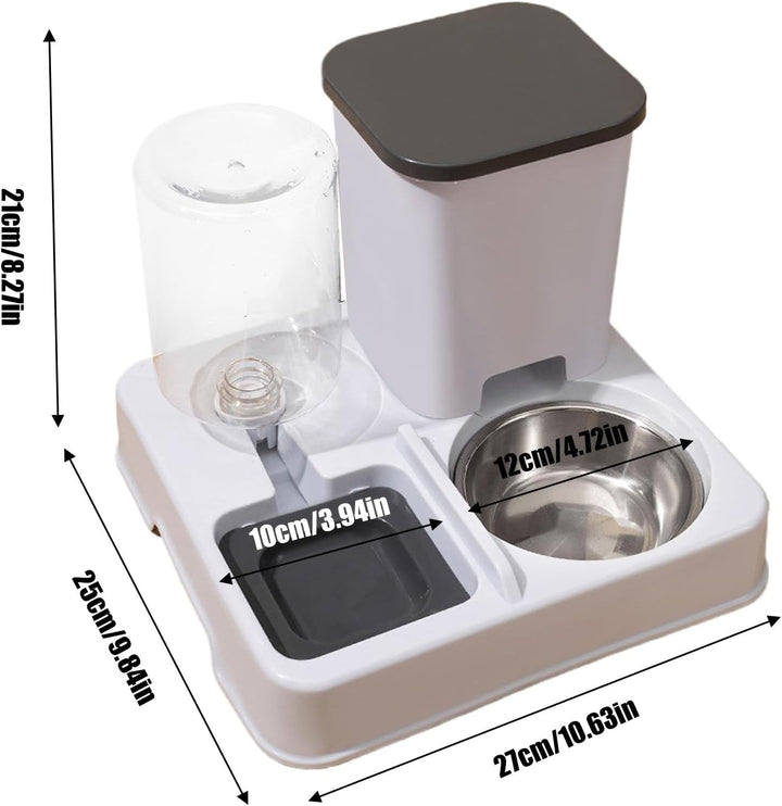 Wasser- Und Futterspender, Automatischer 2-in-1 Futterautomat Katze, rutschfeste Automatische Trinkf