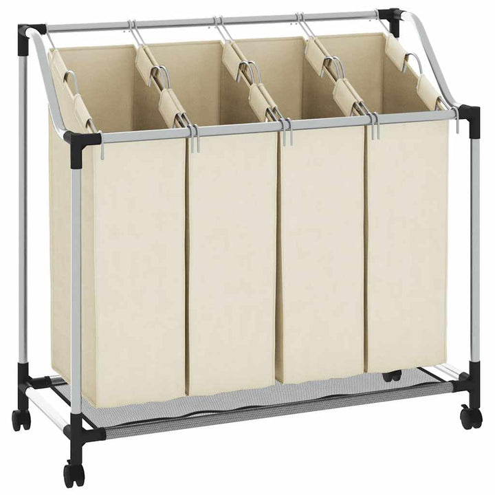 vidaXL Wäschekorb mit 4 Taschen Rollen Wäschewagen Wäschesammler Wäschesortierer Wäschebox Wäschesac