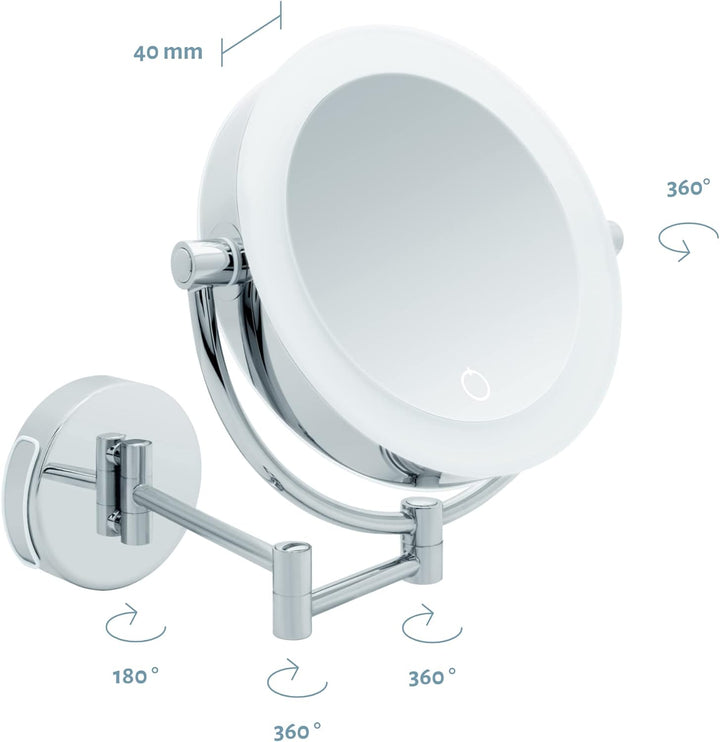 Libaro Kosmetikspiegel XXL Tokio LED Vergrösserungsspiegel Wandmontage Dimmerfunktion Auto-Off Batte