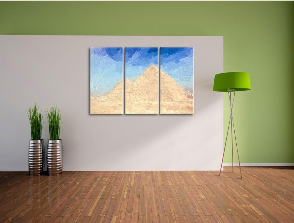Pixxprint Pyramiden von Gizeh in Ägypten als Leinwandbild/Grösse: 3 Teilig (120x80) cm/Wandbild/Kuns